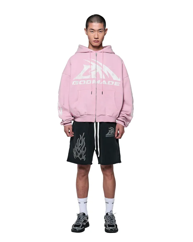 GM LOGO ZIP HOODIE - WASHED PINK