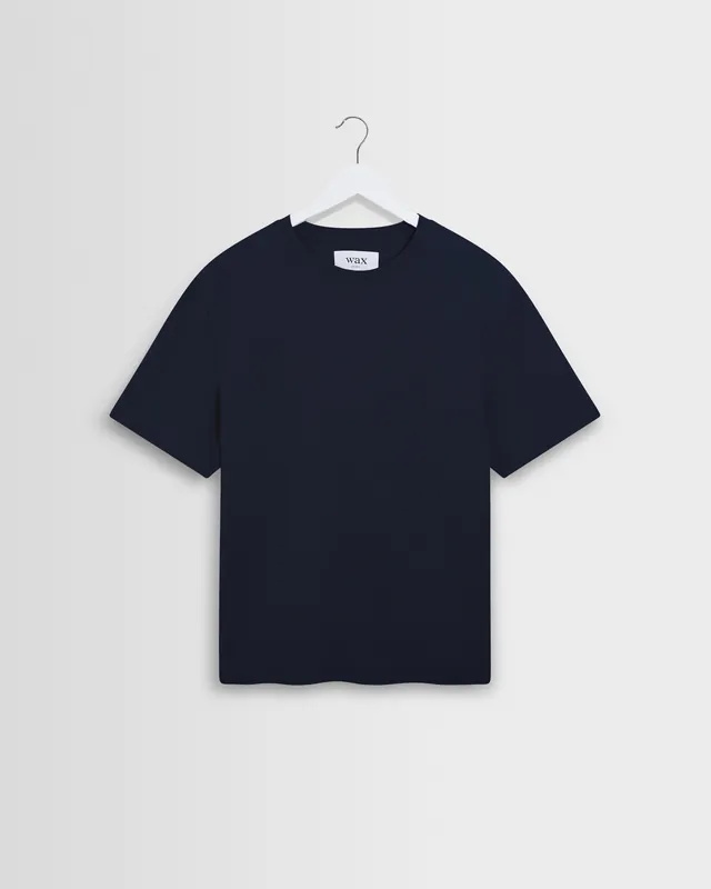 Dean - Navy Textured Organic Cotton T-Shirt