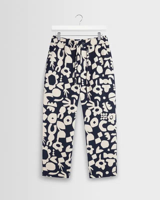 Kurt - Navy And Ecru Spin Jacquard Trousers