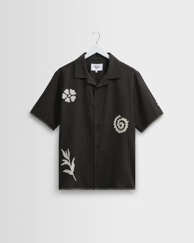 Didcot - Black Doodle Applique Short-Sleeve Shirt