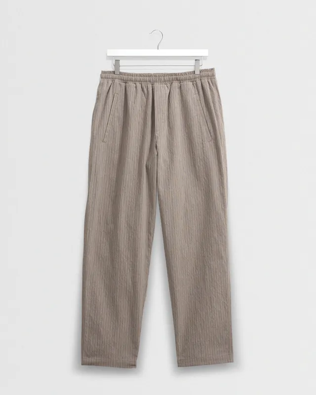 Tyne - Natural Chalk Stripe Trousers