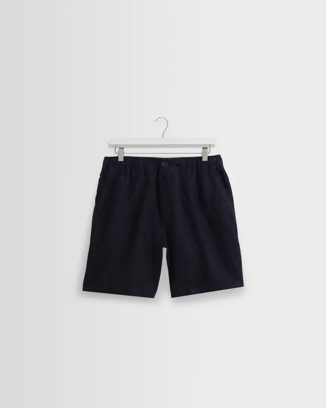 Kurt - Navy Washed Linen Shorts