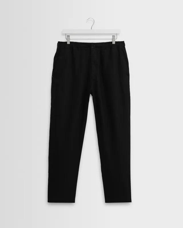 Kurt - Black Washed Linen Relaxed Fit Trousers