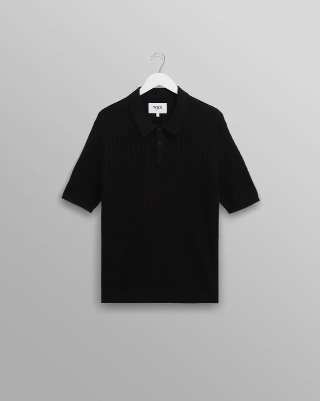 Naples - Black Diamond Stripe Knitted Polo