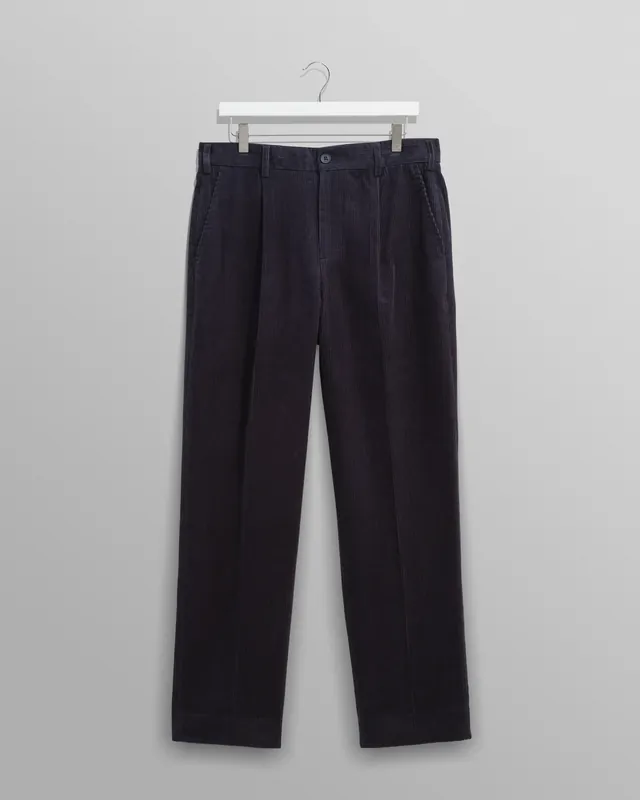 Aubyn - Navy Soft Corduroy Pleated Trousers