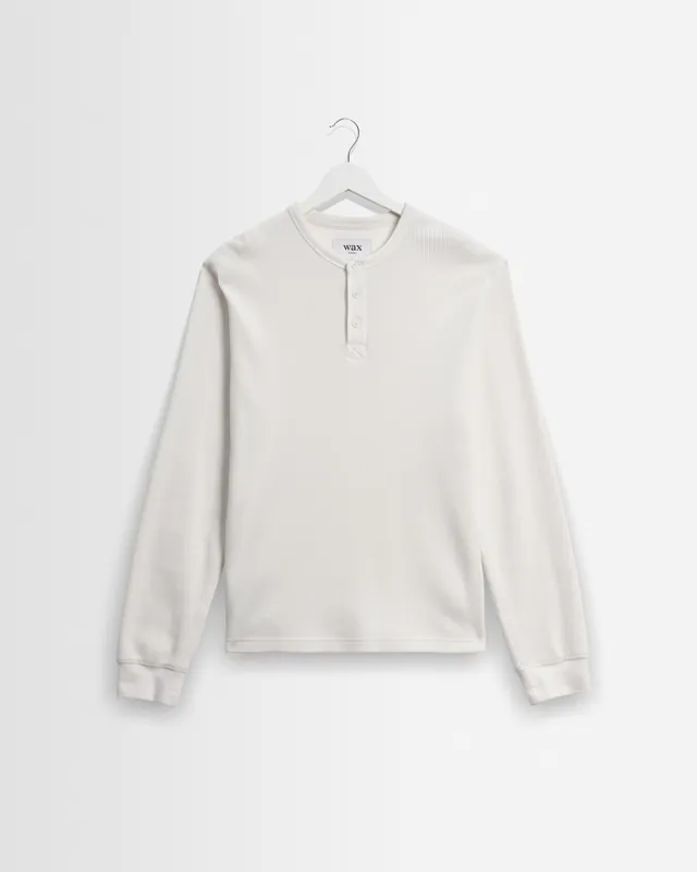 Halton - Ecru Waffle Long-Sleeve Henley T-Shirt