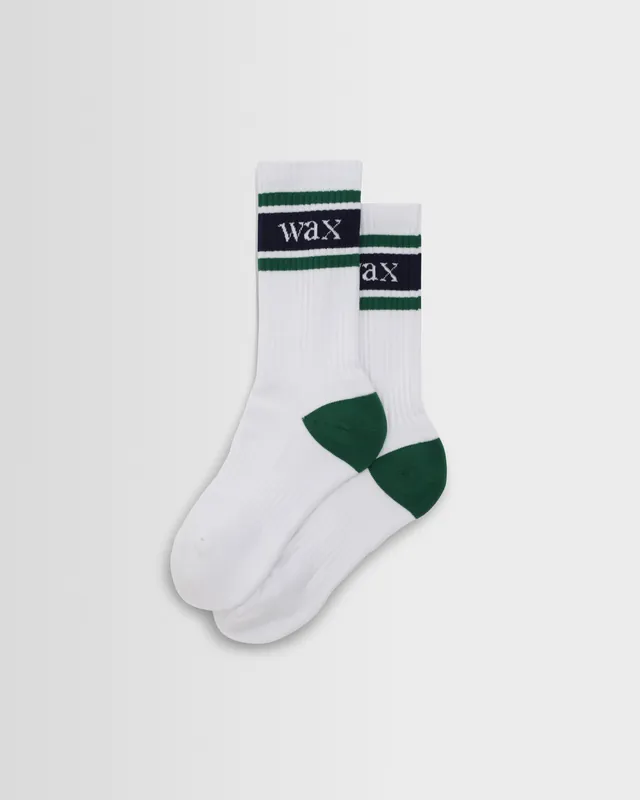 Thorpe - White And Green Branded Stripe Socks