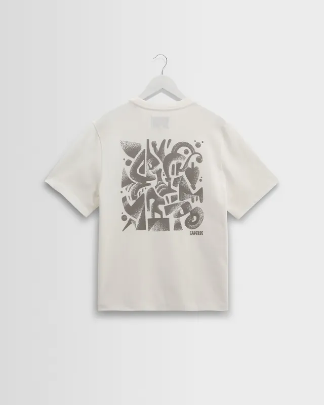 Dean - Off-White And Charcoal 90s Doodle Graphic Cotton T-Shirt