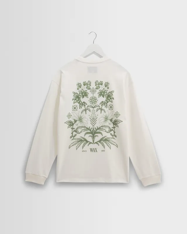 Hayden - White And Green Botanical Graphic Cotton T-Shirt