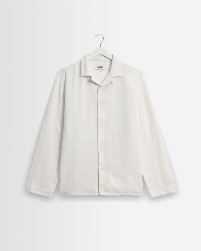 Corey - Off White Dobby Check Cotton Shirt