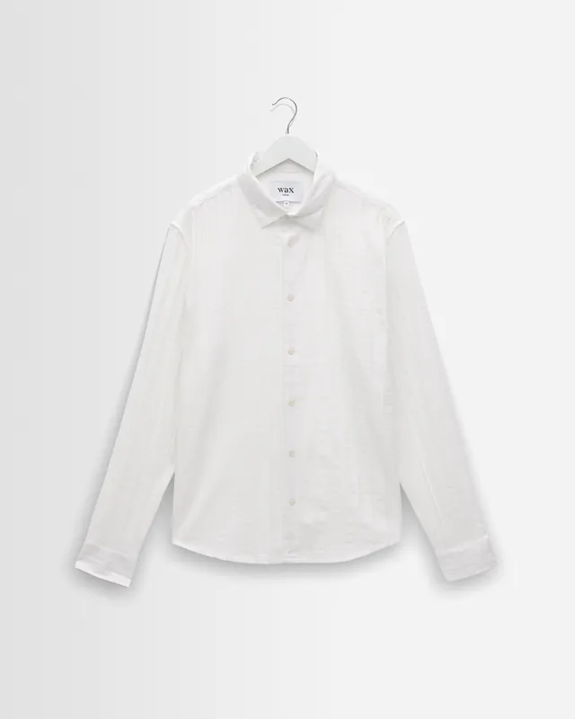 Dartford - White Dobby Stripe Organic Cotton Shirt