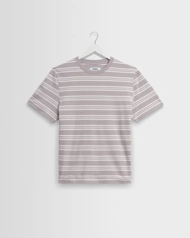 Dean - Taupe And Ecru Textured Stripe Organic Cotton T-Shirt