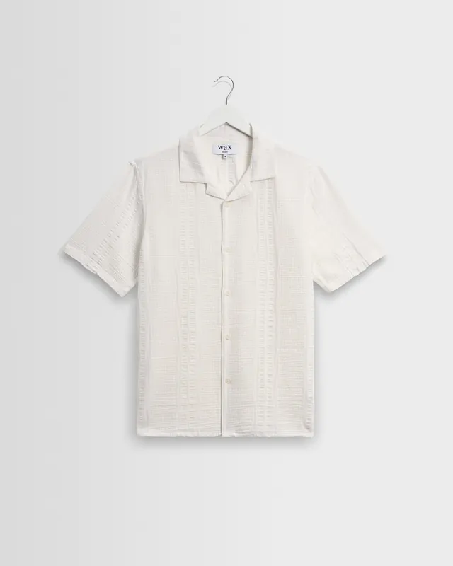 Didcot - Ecru Double-Weave Seersucker Short-Sleeve Shirt