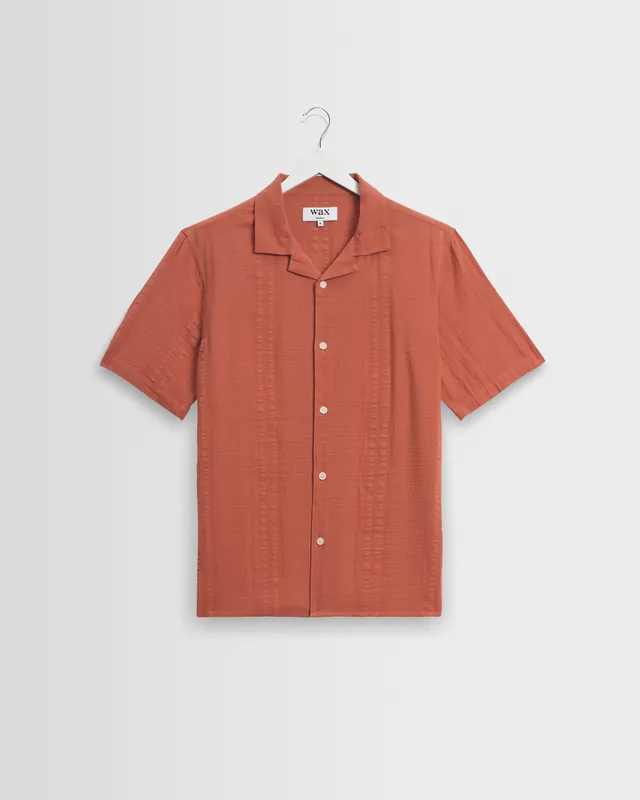 Didcot - Rust Double-Weave Seersucker Short-Sleeve Shirt