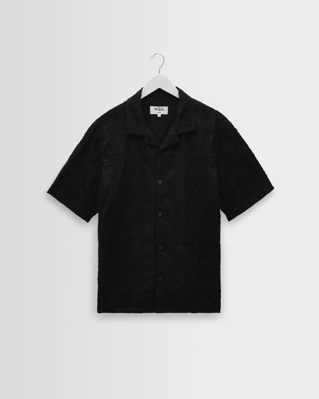 Didcot - Black Corded Lace Short-Sleeve Shirt