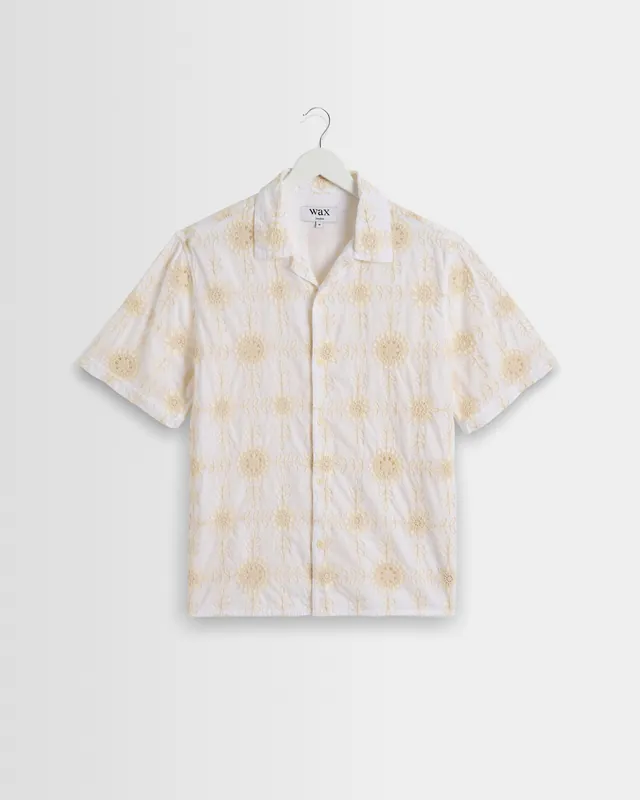 Didcot - White Corded Lace Short-Sleeve Shirt