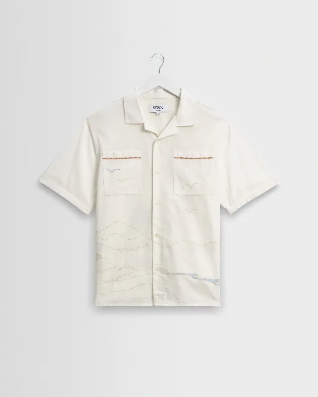 Didcot - Ecru Summer Applique Short-Sleeve Shirt