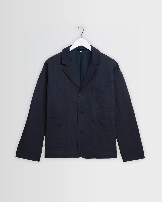 Exmouth - Navy Dobby Cotton Blazer
