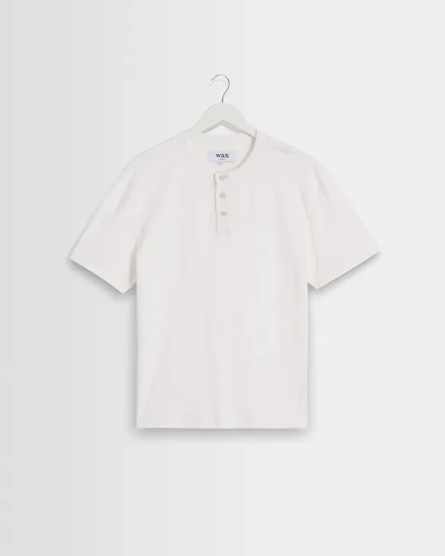Hill - Off White Slub Organic Cotton Henley T-Shirt