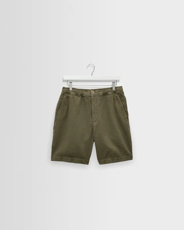 Kurt - Khaki Crinkle Cotton-Linen Shorts