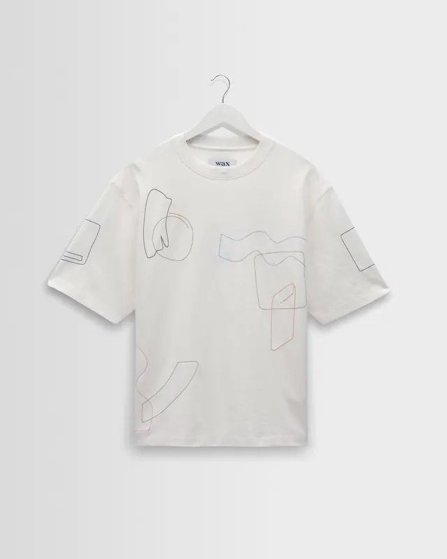 Milton - Ecru Organic Cotton Embroidered Shapes T-Shirt