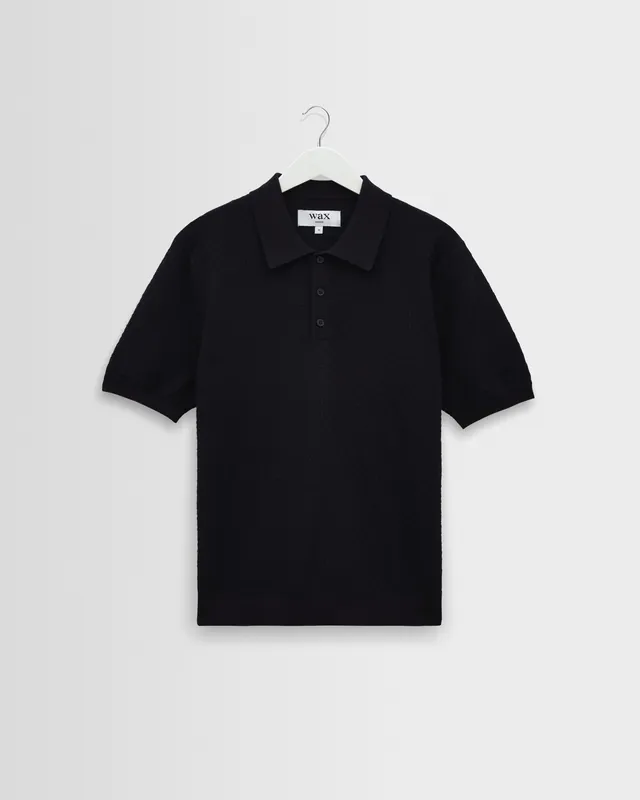 Naples - Navy Retro Diamond Knitted Polo