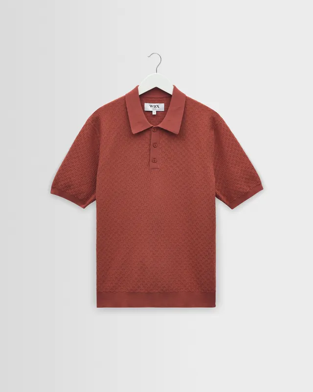 Naples - Rust Retro Diamond Knitted Polo