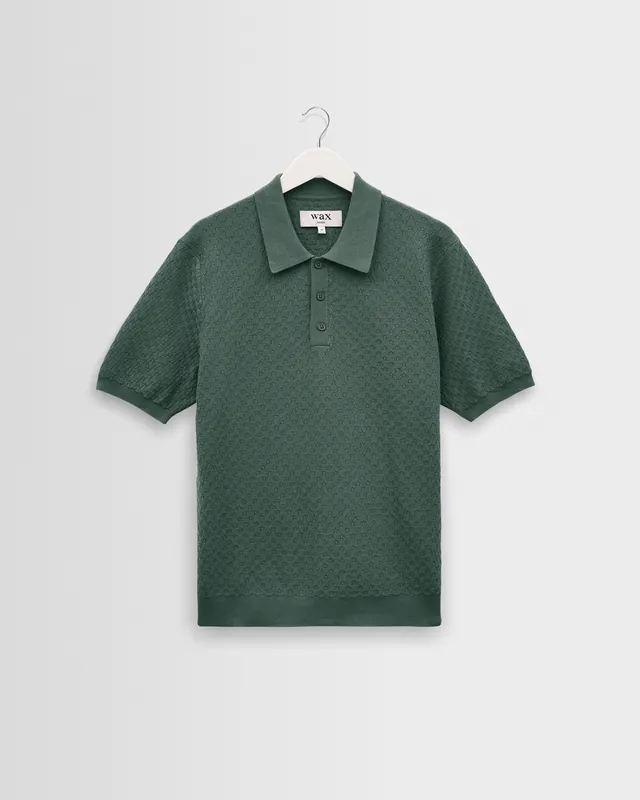 Naples - Sea Green Retro Diamond Knitted Polo