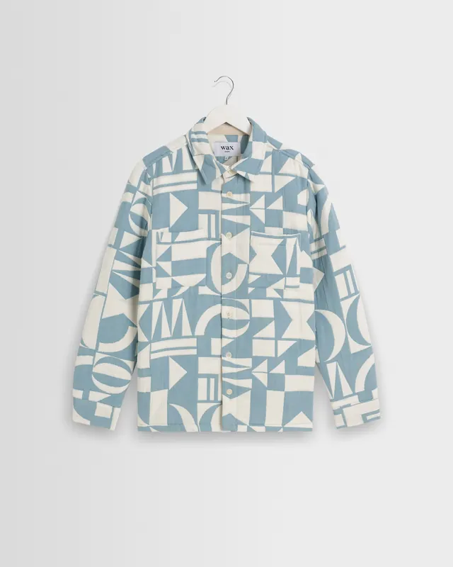 Otto - Light Blue And Ecru Quilted Jacquard Overshirt