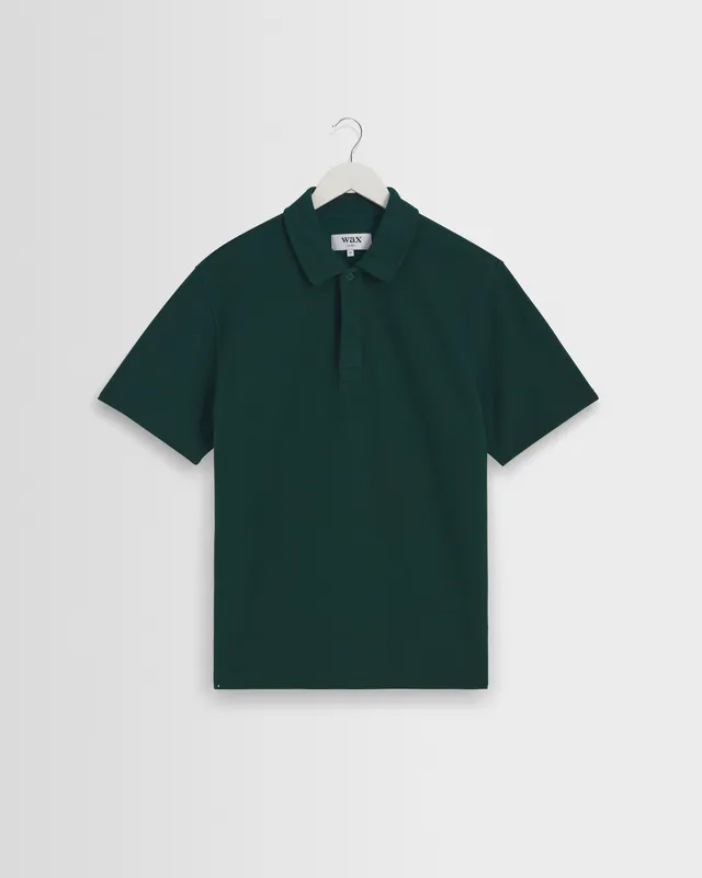 Shore - Bottle Green Textured Short-Sleeve Polo Shirt