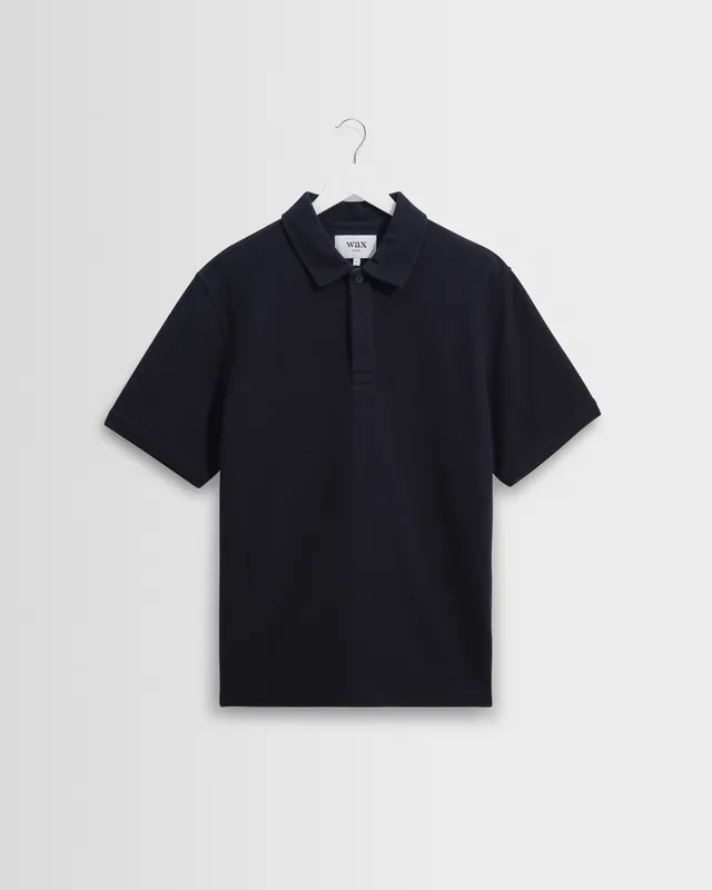 Shore - Navy Textured Organic Cotton Polo Shirt