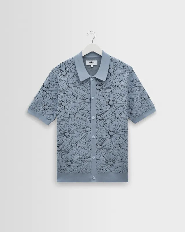 Tellaro - Light Blue Flower Jacquard Shirt