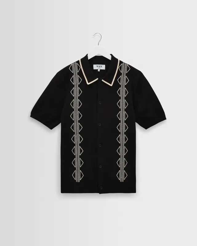 Tellaro - Black And Ecru Retro Embroidered Shirt
