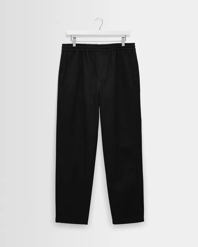 Tyne - Black Cotton Tencel Loose Fit Trousers