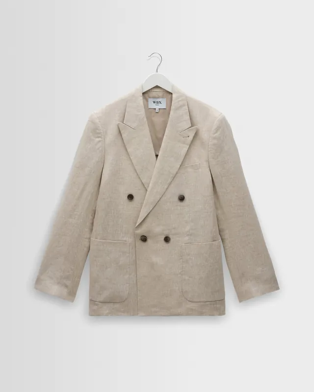 Vigo - Natural Linen Double-Breasted Blazer