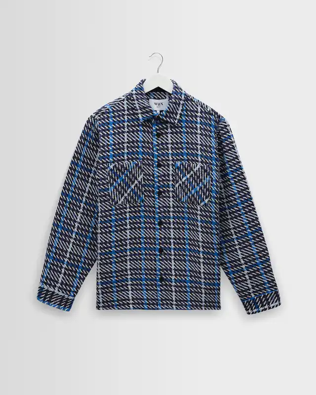 Whiting - Navy And Blue Houndstooth Weave Overshirt