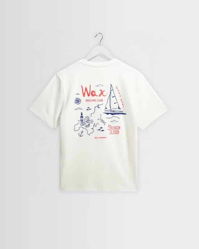 Dean - Off White And Multicolour Sailing Map Print T-Shirt