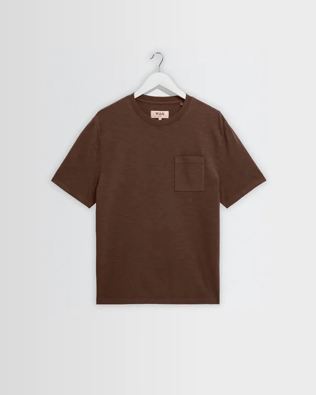 Dean - Brown Slub Cotton Pocket T-Shirt