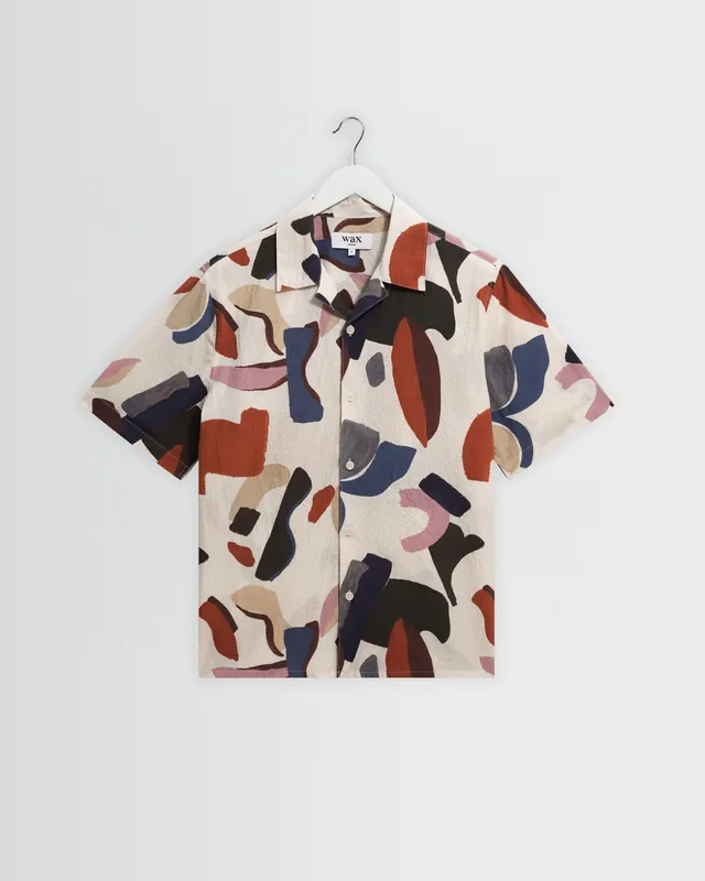 Didcot - Ecru And Multicolour Abstract Shapes Short-Sleeve Shirt