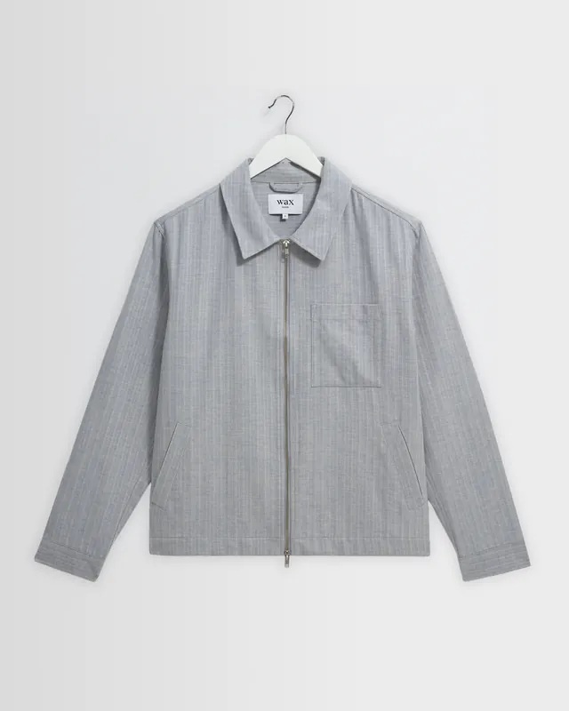 Eldon - Light Blue Herringbone Cotton Jacket