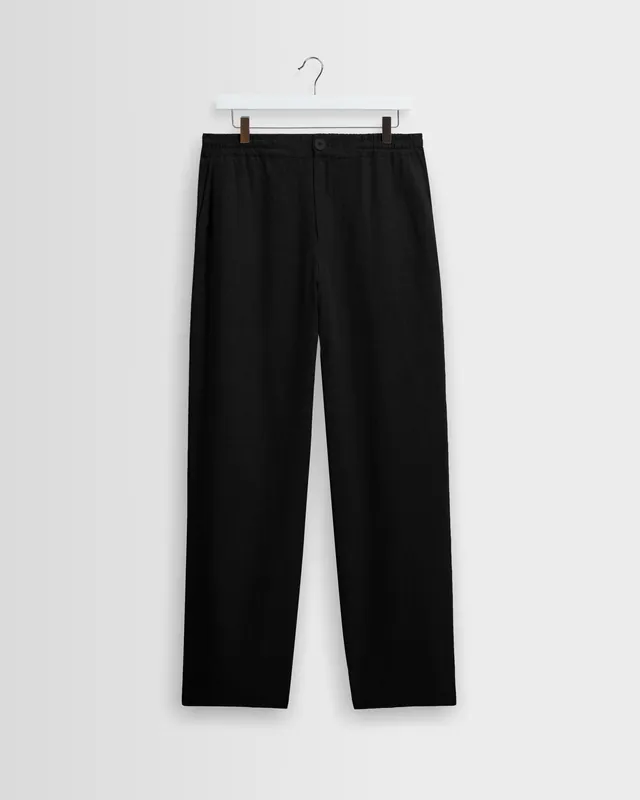 Glencoe - Black Washed Linen Loose Fit Trousers