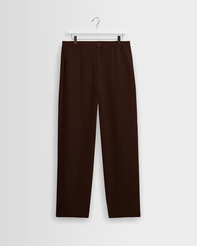 Glencoe - Brown Washed Linen Loose Fit Trousers