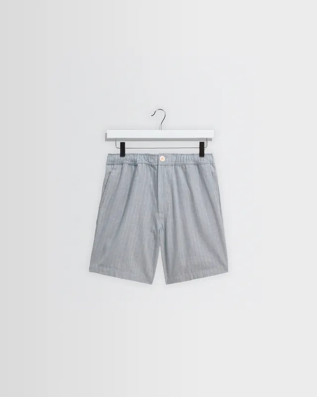 Kurt - Light Blue Herringbone Cotton Shorts