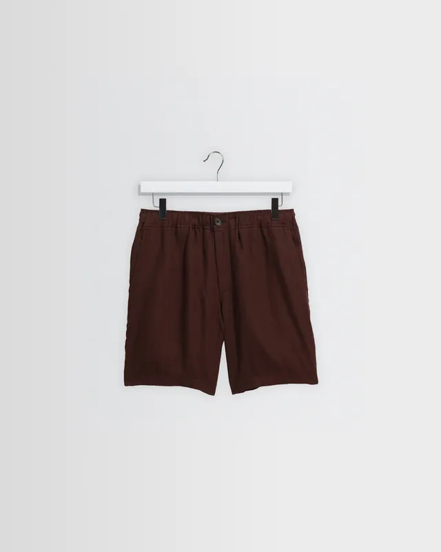 Kurt - Brown Washed Linen Shorts
