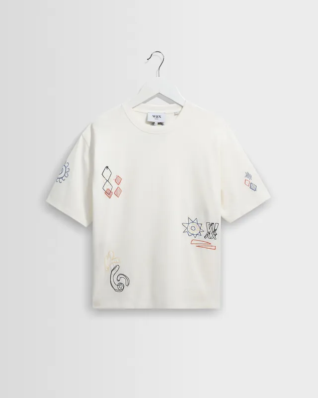 Milton - Ecru Sun Doodle Organic Cotton Graphic T-Shirt