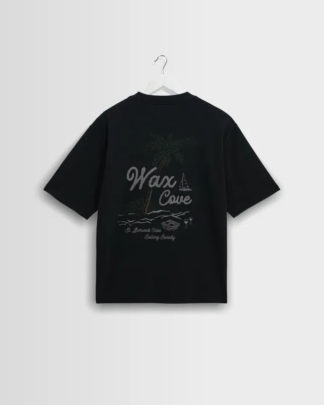 Milton - Washed Black Organic Cotton Cove Graphic T-Shirt