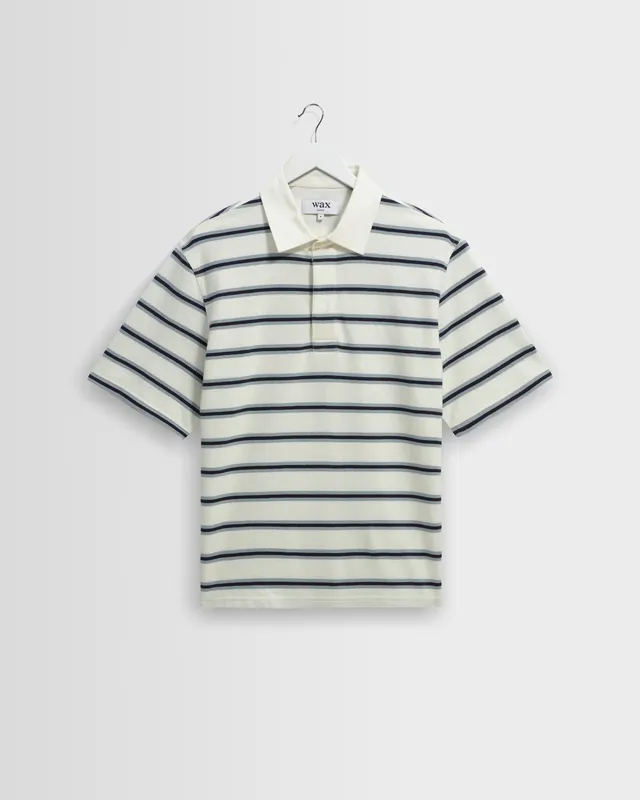 Redman - Ecru Textured Stripe Organic Cotton Polo Shirt