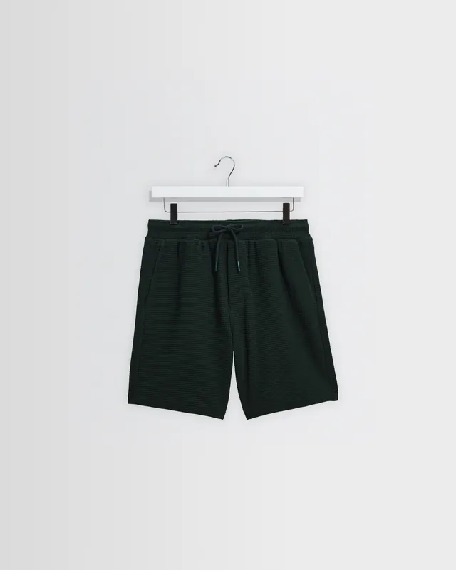 Sam - Bottle Green Textured Waffle Shorts