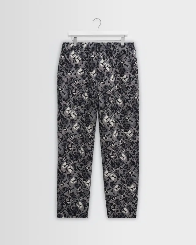 Kurt - Navy And Ecru Tile Jacquard Relaxed Fit Trousers