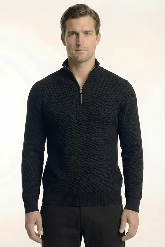 Men's Signature Quarter Zip Pullover Sweater | Blackstone London - Blackstone-London